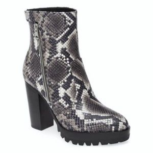 New in box All Saints Ana Snake Embossed Lug Sole Boot Block Heel boot size 7